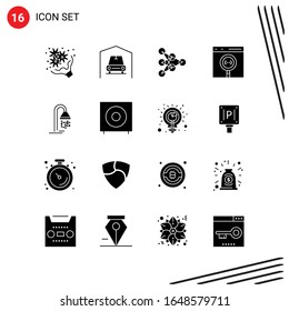 Collection of 16 Vector Icons in solid style. Pixle Perfect Glyph Symbols for Web and Mobile. Solid Icon Signs on White Background. 16 Icons.