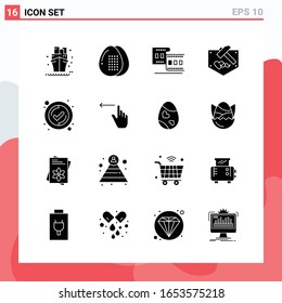 Collection of 16 Vector Icons in solid style. Modern Glyph Symbols for Web and Mobile. Solid Icon Sign Isolated on White Background. 16 Icons.