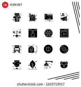 Collection of 16 Vector Icons in solid style. Pixle Perfect Glyph Symbols for Web and Mobile. Solid Icon Signs on White Background. 16 Icons.