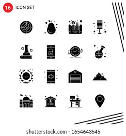 Collection of 16 Vector Icons in solid style. Pixle Perfect Glyph Symbols for Web and Mobile. Solid Icon Signs on White Background. 16 Icons.