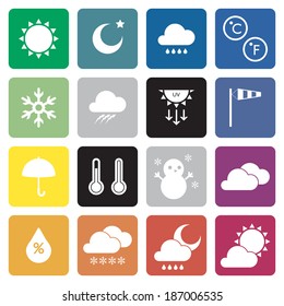 collection of 16 weather sign icon/sign. vector.