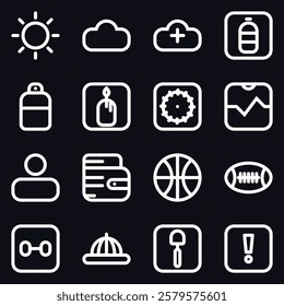 A collection of 16essential, no-frills icons designed for clarity and versatility. Perfect for apps, websites, dashboards, or presentations, these crisp line icons blend seamlessly into modern designs