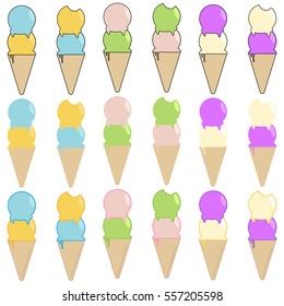 Collection of 18 sweet double ice cream icon