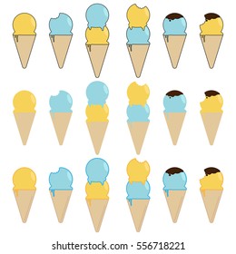 Collection of 18 vector ice cream icon in different styles
