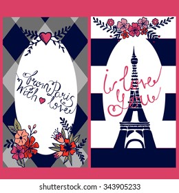 Collection of 2 cute card templates. Wedding, marriage, save the date, bridal, birthday, Valentine's day. Stylish simple design. Vector illustration. Poster template.