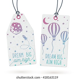 Collection of 2 Hang Tags with Colorful Graphics