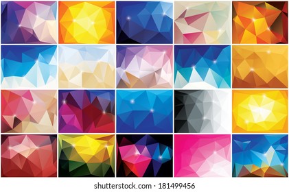 Collection of 20 abstract geometric colorful backgrounds, pattern design, vector illustration
