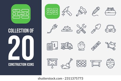 Collection of 20 Construction Icons
