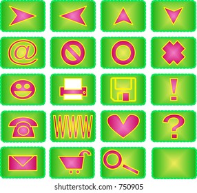 Collection of 20 different useful icons (green and pink theme)
