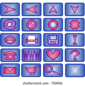Collection of 20 different useful icons (blue and pink theme)