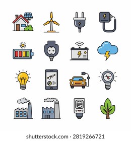 Collection of 20 flat design icons for household utilities and common items