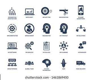 Collection of 20 general icons such as information architecture, info chart, global team, gmo, group opinion icons, vector illustration of trendy icon set.