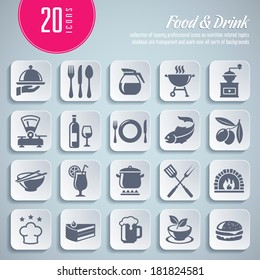 collection of 20 professional icons on food and drink themed topics