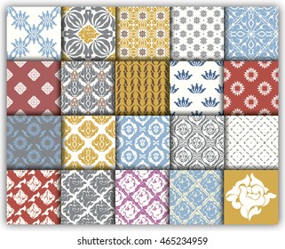 Collection of 20 seamless patterns: abstract, classic, vintage, tile designed
