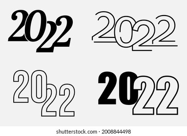 Collection of 2021 Happy New Year text design. Vector illustration  isolated on white background
