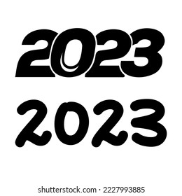 collection of 2023 number text vector illustration in black, top view perfect for your graphic design needs and celebrating the new year 2023