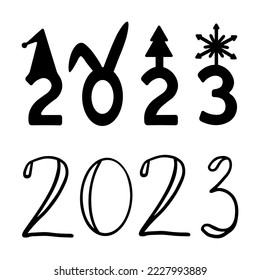 collection of 2023 number text vector illustration in black, top view perfect for your graphic design needs and celebrating the new year 2023