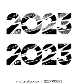 collection of 2023 number text vector illustration in black, top view perfect for your graphic design needs and celebrating the new year 2023