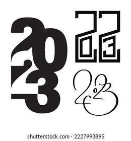collection of 2023 number text vector illustration in black, top view perfect for your graphic design needs and celebrating the new year 2023