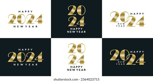 Collection of 2024 new year logo text symbol for calendar, flyer and banner design template