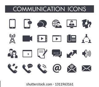 Collection of 24 different communication icons