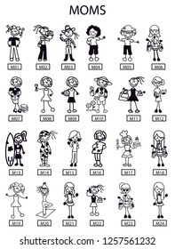 Collection of 24 mom's illustrations
