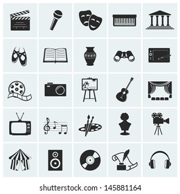 Collection of 25 arts and creative icons. Vector illustration.