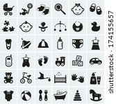 Collection of 25 baby icons. Vector illustration.