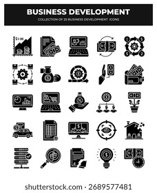 Colección de 25 íconos de desarrollo empresarial. Impulse el crecimiento de su negocio