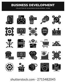 Kollektion von 25 Icons für die Geschäftsentwicklung. Steigern Sie Ihr Unternehmenswachstum