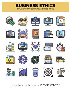 Collection of 25 Business Ethics Icons. Promoting Ethical Business Practices