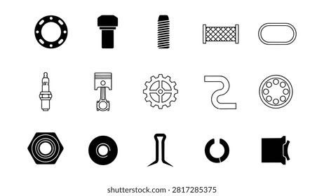 a collection of 25 distinct minimalist arranged in a grid. Each is rendered in a simple black line against a plain white background, emphasizing clarity and clean The represent various and symbols such as tools (wrench, hammer, screwdriver), stationery (pencil, pencil sharpener), household (umbrella), and abstract concepts (lightning bolt, heart). The style is flat and modern, use in projects requiring clear, recognizable symbols.