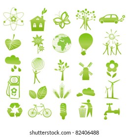 Collection of 25 ecology ( eco ) and environmental icons and signs