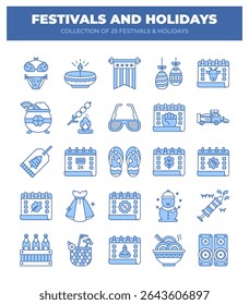 Collection of 25 Festivals and Holidays. A Visual Guide to Cultural Celebrations