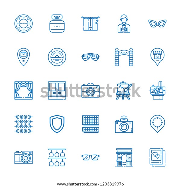 Collection 25 Frame Outline Icons Include Stock Vector