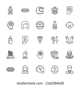 Collection Of 25 Head Outline Icons Include Icons Such As Thinking, Shower, Clown, Milk, Avatar, Woman, Poison, Helmet, Brain, Augmented Reality, Virtual Reality, Baby Cry