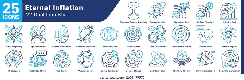 A collection of 25 icons with a Eternal Inflation theme Dual Line style.