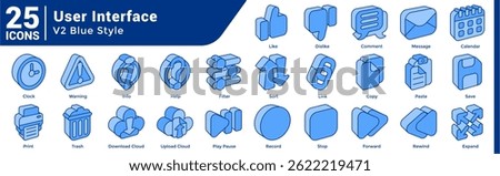 A collection of 25 icons with a User Interface theme Blue style.