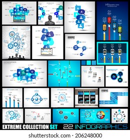 Collection of 25 Infographics for technology and clouds ranking Flat style UI design elements for your business projects, seo diagrams and solution ranking presentazions