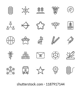 Collection of 25 pattern outline icons include icons such as poppy, basketball, diagonal enlarge, star, network, modeling, ice, wooden, dreamcatcher, flower, networking