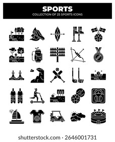 Collection of 25 Sports Icons.  A Visual Guide to Various Games and Activities