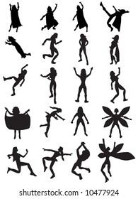 Collection of 25 Superhero Silhouettes Females in action