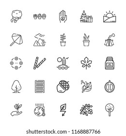 Collection of 25 tree outline icons include icons such as green energy, tree, parasol, palm, gardening, landscape, chestnut, structure, leaf, pollution, decorative, surfboard