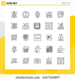 Collection of 25 Universal Line Icons. Icon Set for Web and Mobile. 