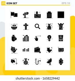 Collection of 25 Universal Solid Icons. Icon Set for Web and Mobile. 