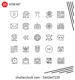 Colección de 25 iconos vectoriales al estilo de línea. Símbolos de esquema perfecto para Web y Mobile. Señales de icono de línea en fondo blanco. 25 Iconos.