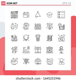 Collection of 25 Vector Icons in Line style. Modern Outline Symbols for Web and Mobile. Line Icon Sign Isolated on White Background. 25 Icons.