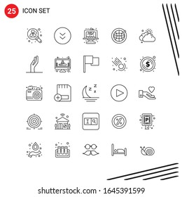 Collection of 25 Vector Icons in Line style. Pixle Perfect Outline Symbols for Web and Mobile. Line Icon Signs on White Background. 25 Icons.