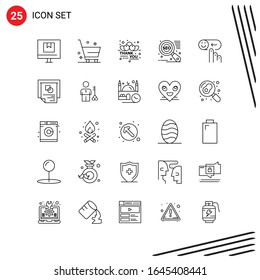 Collection of 25 Vector Icons in Line style. Pixle Perfect Outline Symbols for Web and Mobile. Line Icon Signs on White Background. 25 Icons.