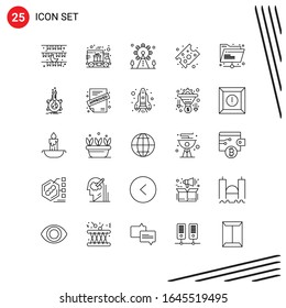 Collection of 25 Vector Icons in Line style. Pixle Perfect Outline Symbols for Web and Mobile. Line Icon Signs on White Background. 25 Icons.